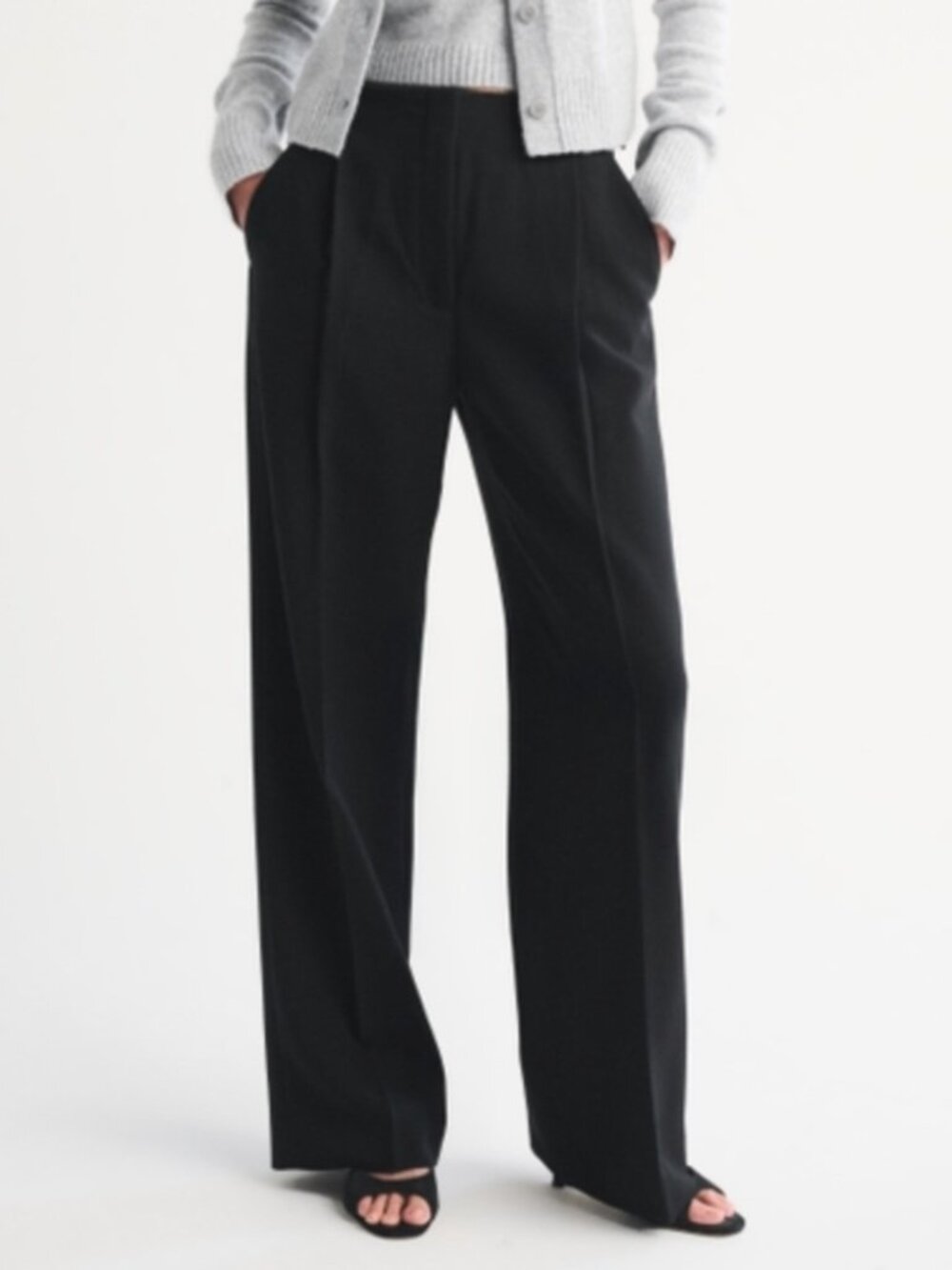 Abercrombie & Fitch Sloane Tailored Wide Leg Trouser Pants High Rise Black 31